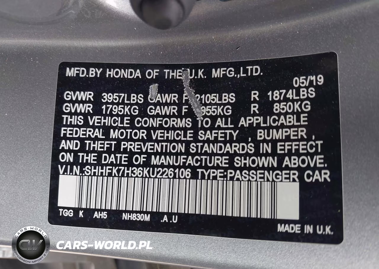 2019 Honda Civic Lx VIN:SHHFK7H36KU226106 - 9