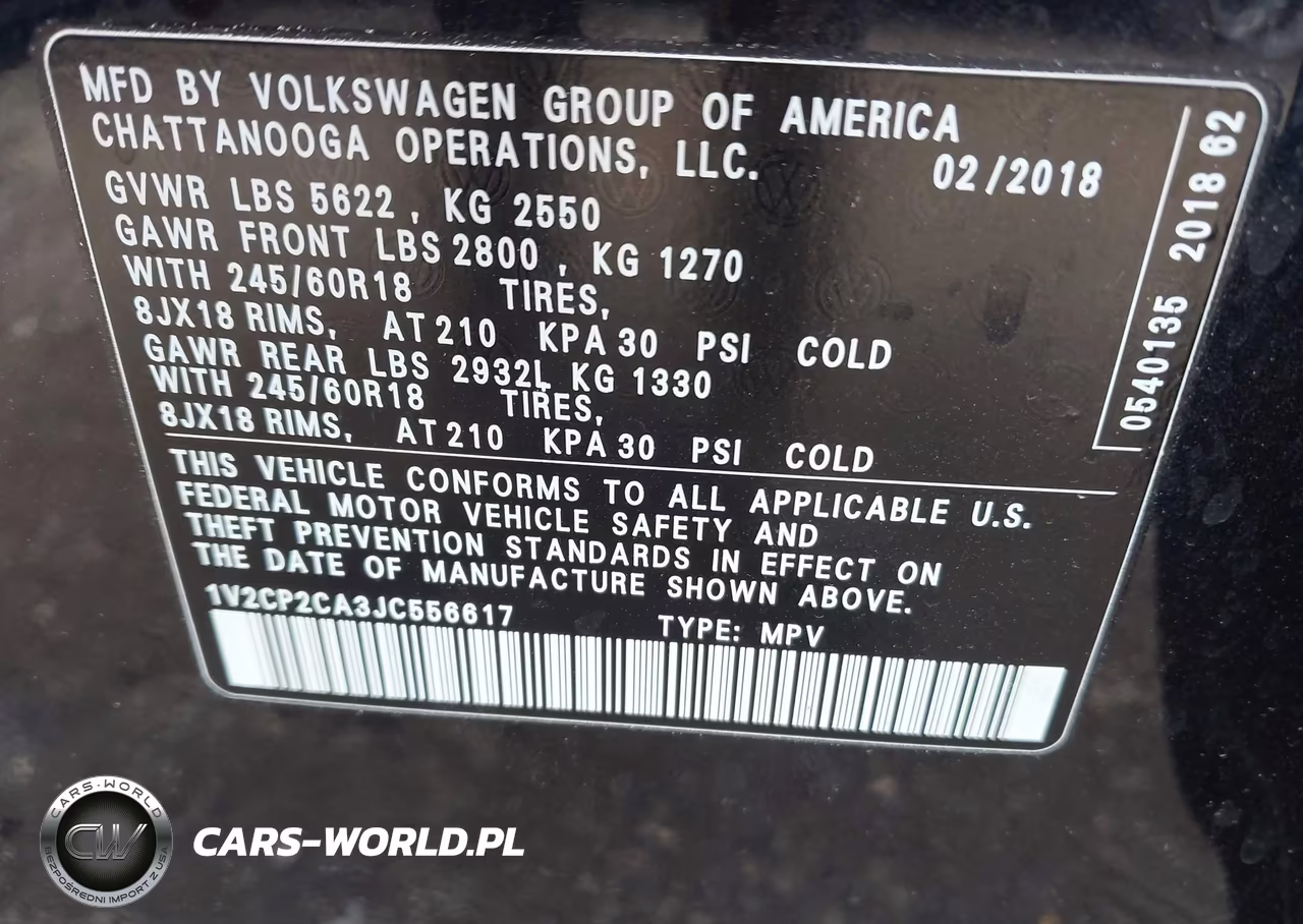 2018 Volkswagen Atlas 2.0T Se VIN:1V2CP2CA3JC556617 - 9
