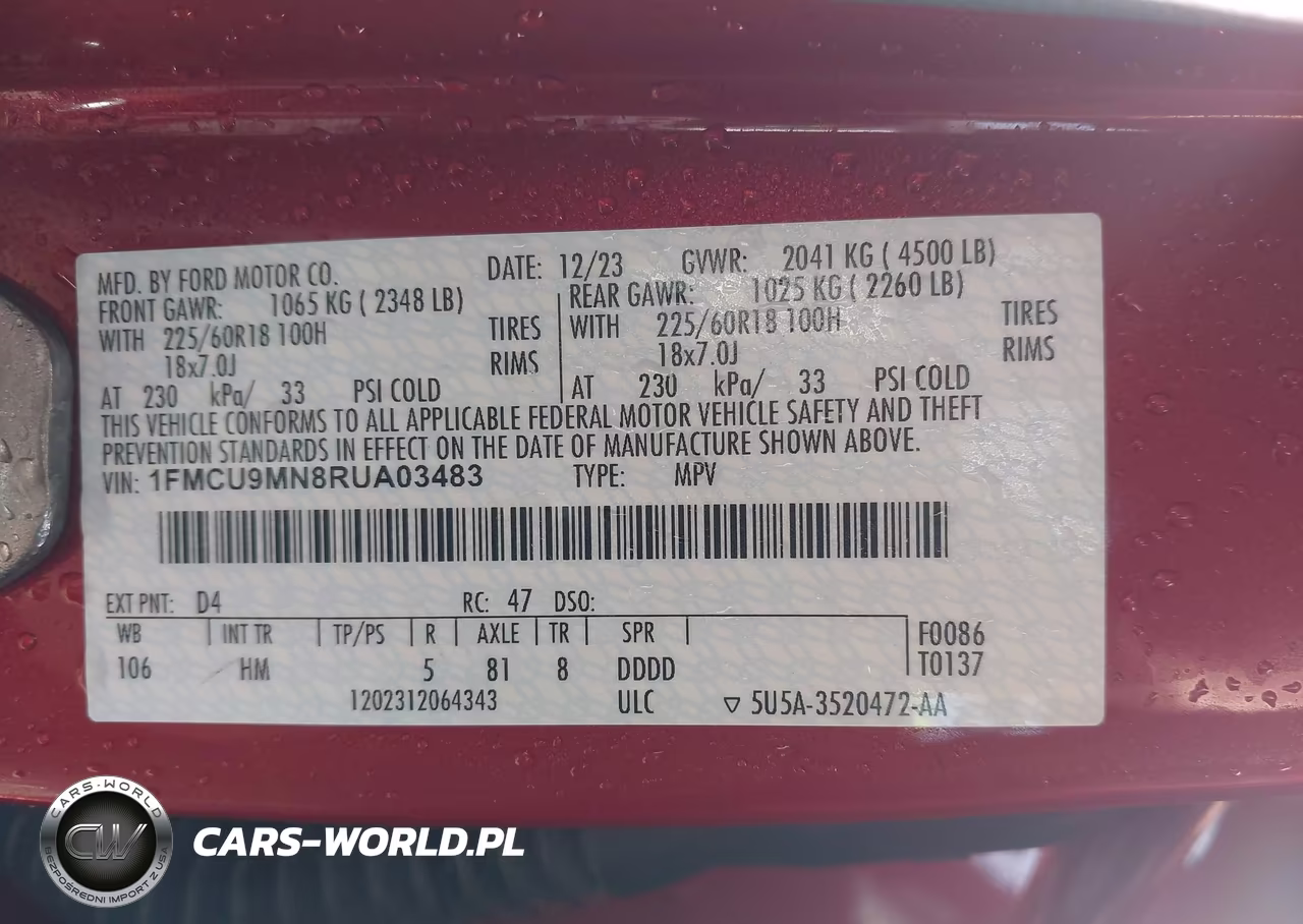 2024 Ford Escape St-Line VIN:1FMCU9MN8RUA03483 - 9