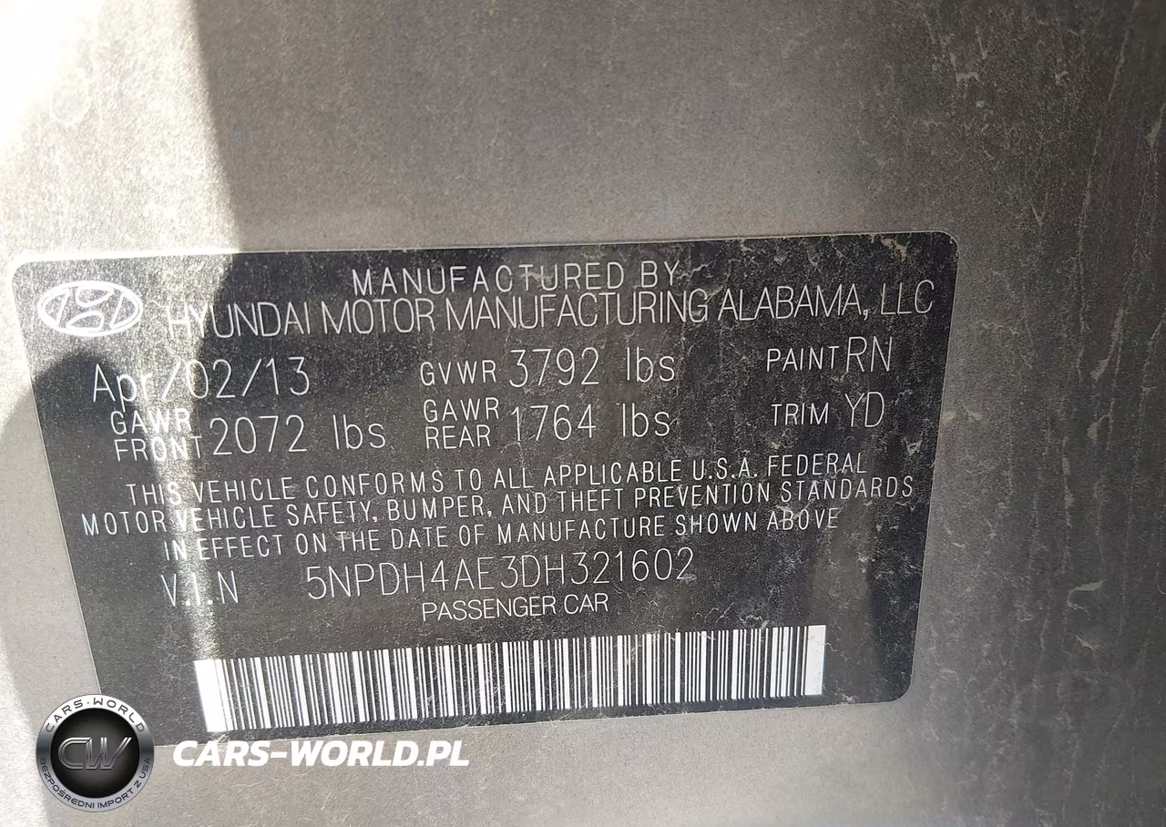2013 Hyundai Elantra Gls VIN:5NPDH4AE3DH321602 - 9