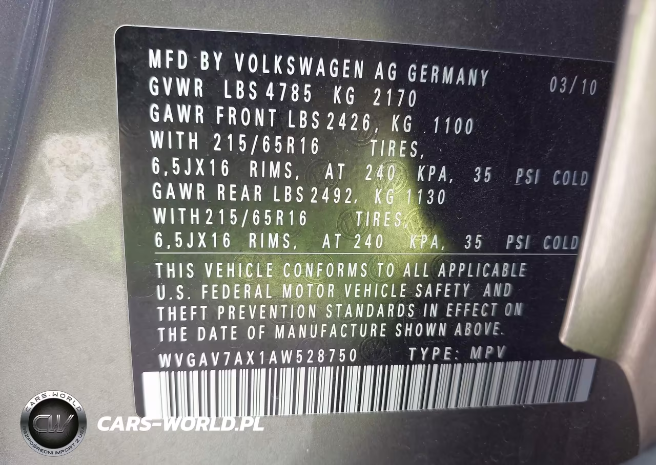 2010 Volkswagen Tiguan S VIN:WVGAV7AX1AW528750 - 9