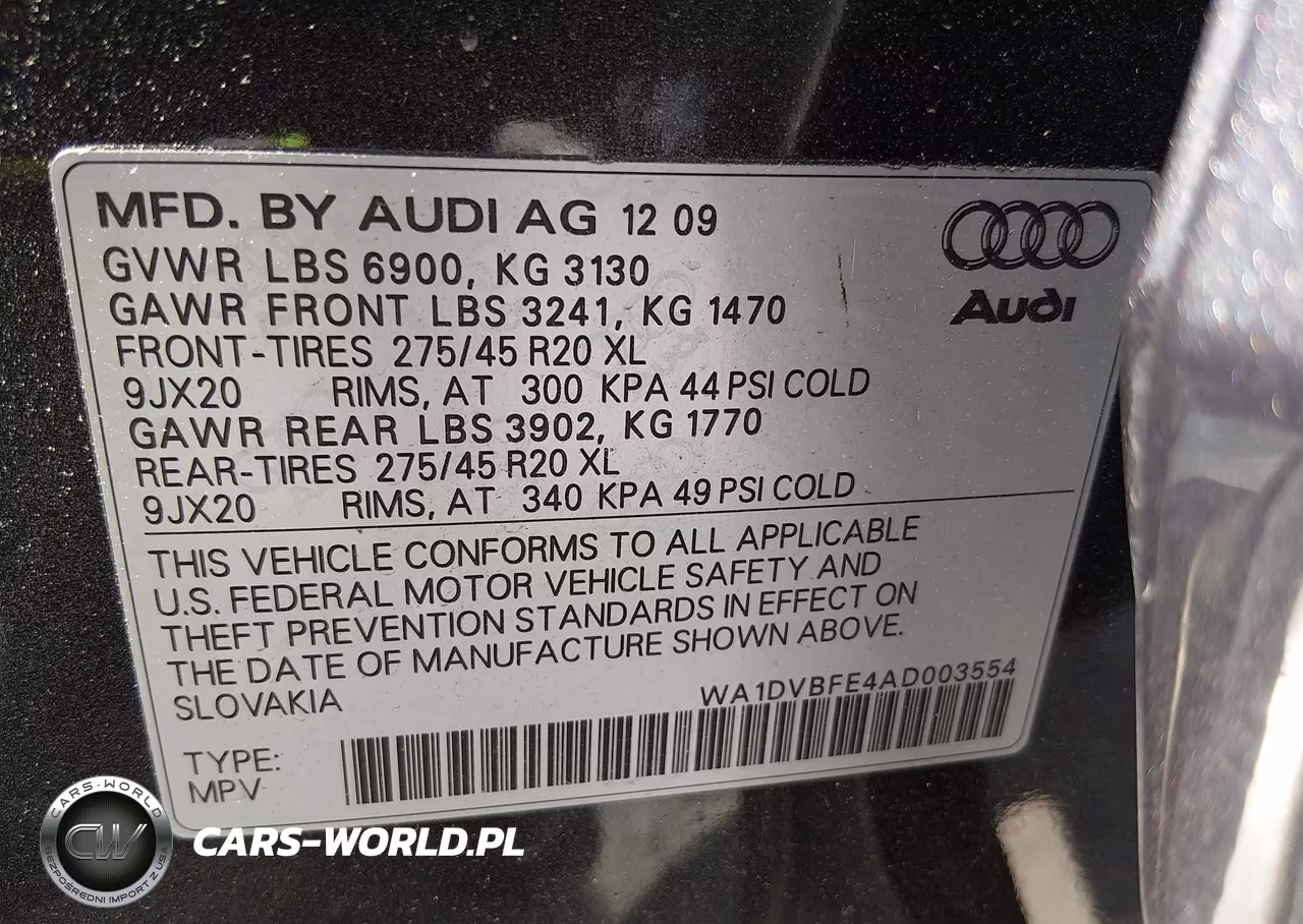 2010 Audi Q7 4.2 Prestige VIN:WA1DVBFE4AD003554 - 9