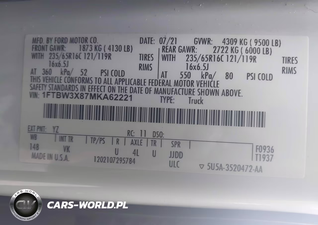 2021 Ford Transit-350 Cargo Van VIN:1FTBW3X87MKA62221 - 9