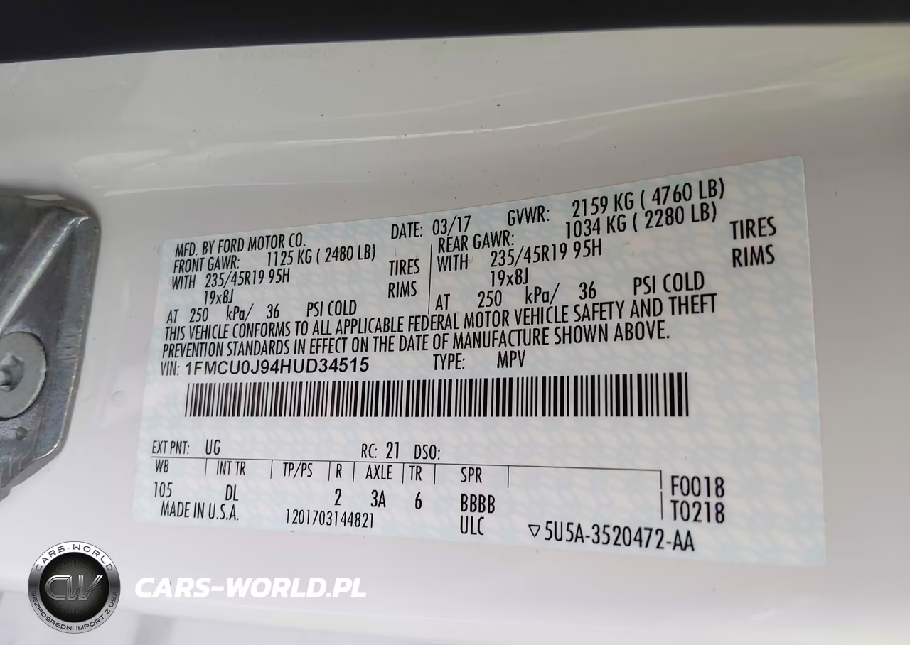 2017 Ford Escape Titanium VIN:1FMCU0J94HUD34515 - 9