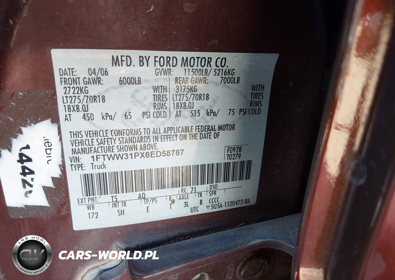 2006 Ford F-350 Lariat-Xl-Xlt VIN:1FTWW31PX6ED58787 - 9