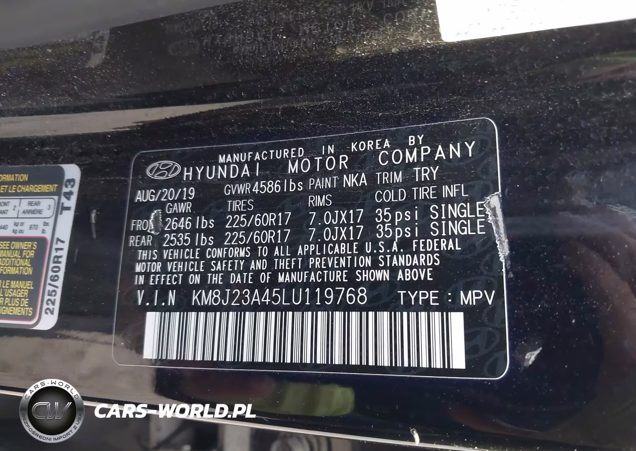 2020 Hyundai Tucson Se VIN:KM8J23A45LU119768 - 9