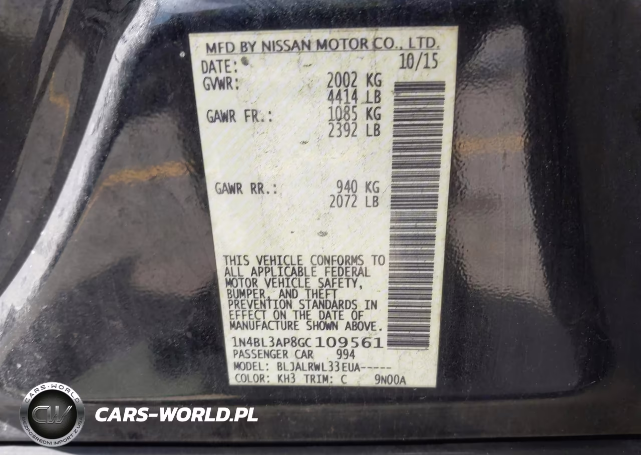 2016 Nissan Altima 3.5 Sl-3.5 Sr VIN:1N4BL3AP8GC109561 - 9