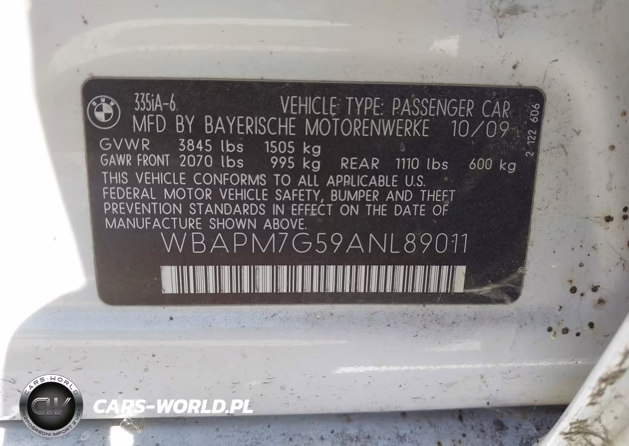 2010 BMW 335I VIN:WBAPM7G59ANL89011 - 9
