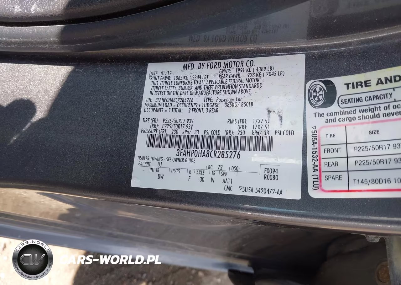 2012 Ford Fusion Se VIN:3FAHP0HA8CR285276 - 9