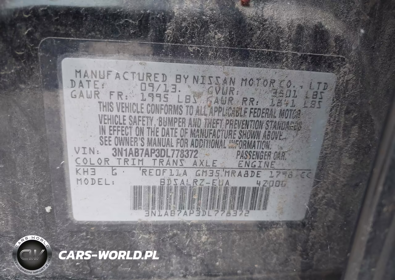 2013 Nissan Sentra Sr VIN:3N1AB7AP3DL778372 - 9