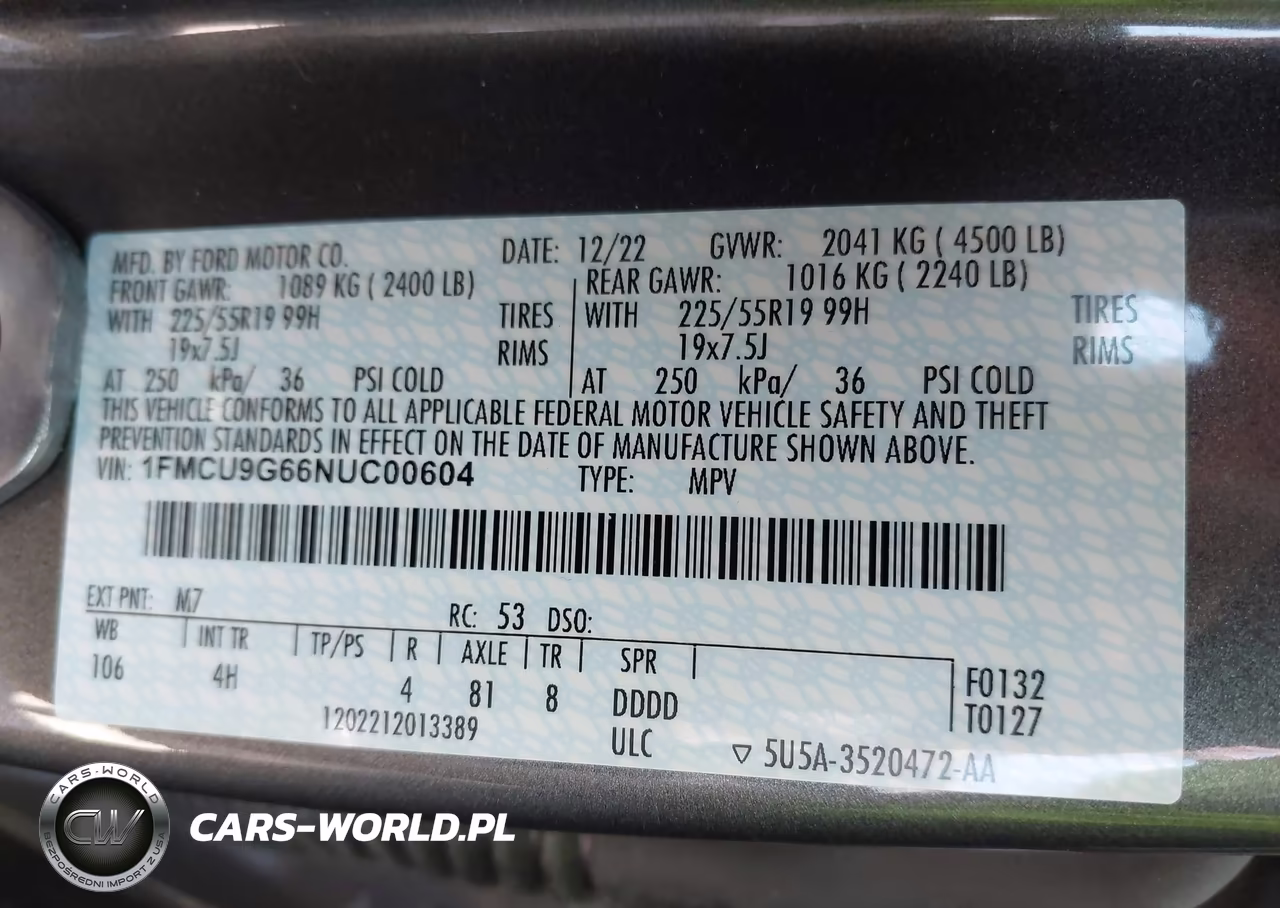 2022 Ford Escape Se VIN:1FMCU9G66NUC00604 - 9