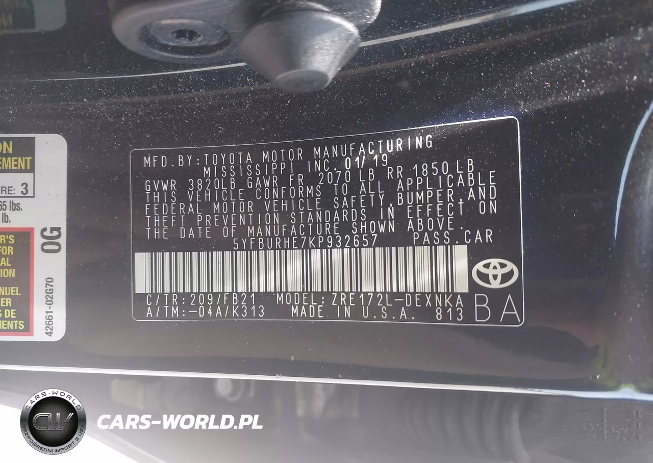 2019 Toyota Corolla Le VIN:5YFBURHE7KP932657 - 9