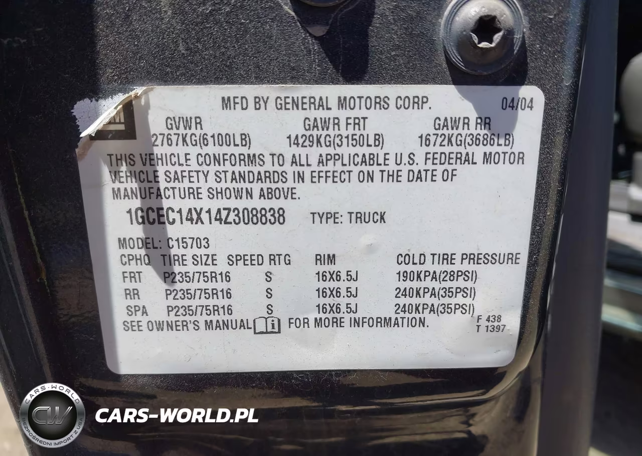 2004 Chevrolet Silverado 1500 Work Truck VIN:1GCEC14X14Z308838 - 9