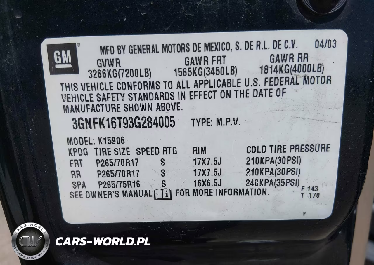 2003 Chevrolet Suburban 1500 Z71 VIN:3GNFK16T93G284005 - 9