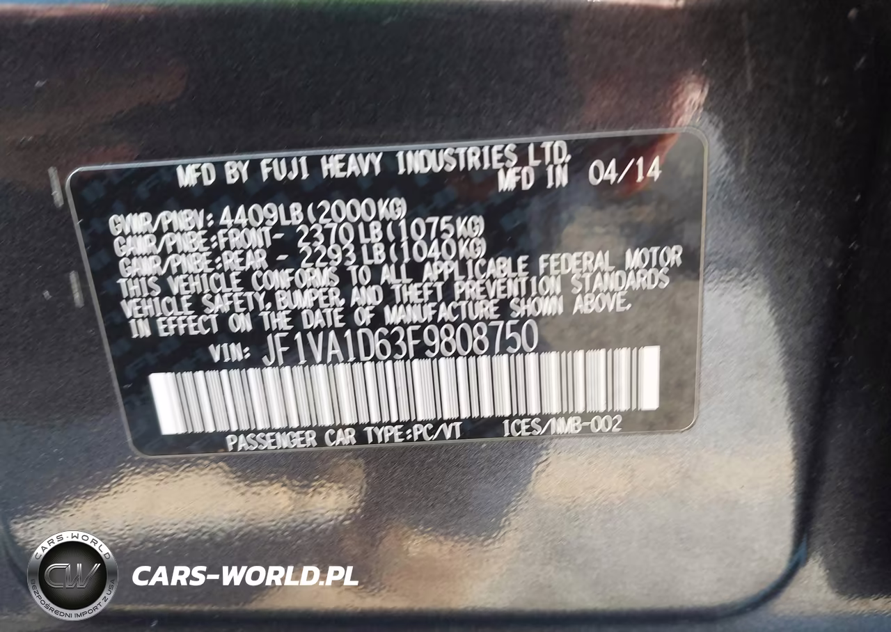2015 Subaru Wrx Premium VIN:JF1VA1D63F9808750 - 9