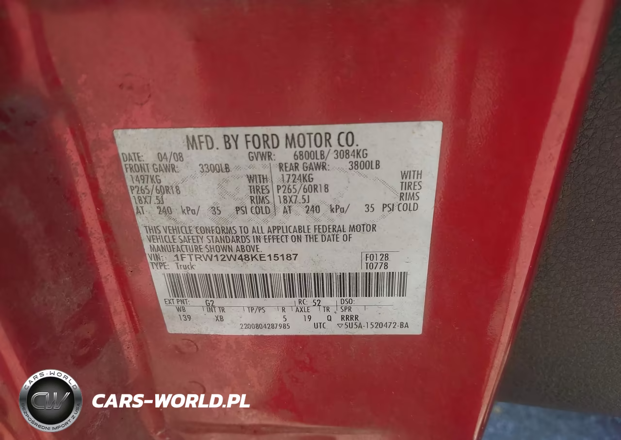 2008 Ford F-150 60Th Anniversary-Fx2-Xl-Xlt VIN:1FTRW12W48KE15187 - 9