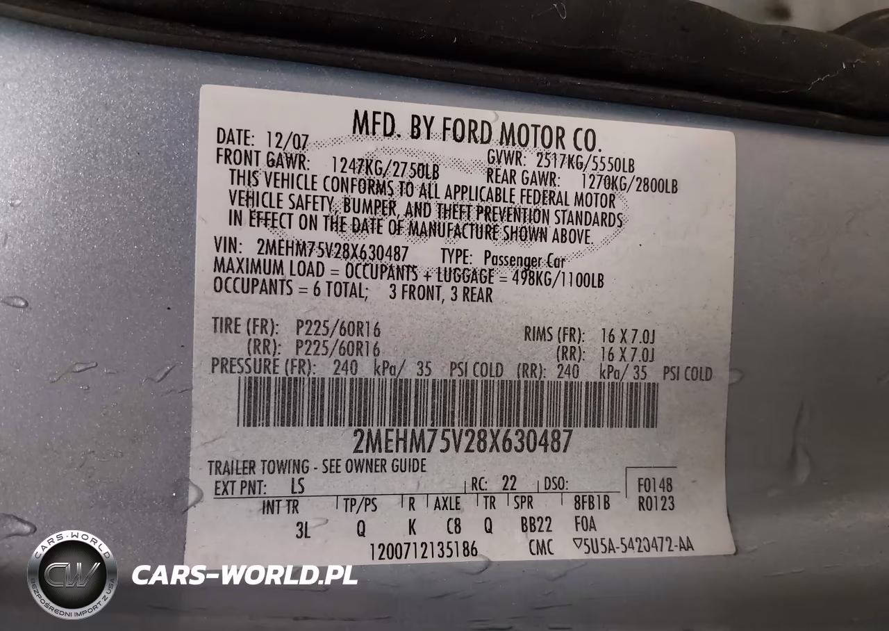 2008 Mercury Grand Marquis Ls VIN:2MEHM75V28X630487 - 9