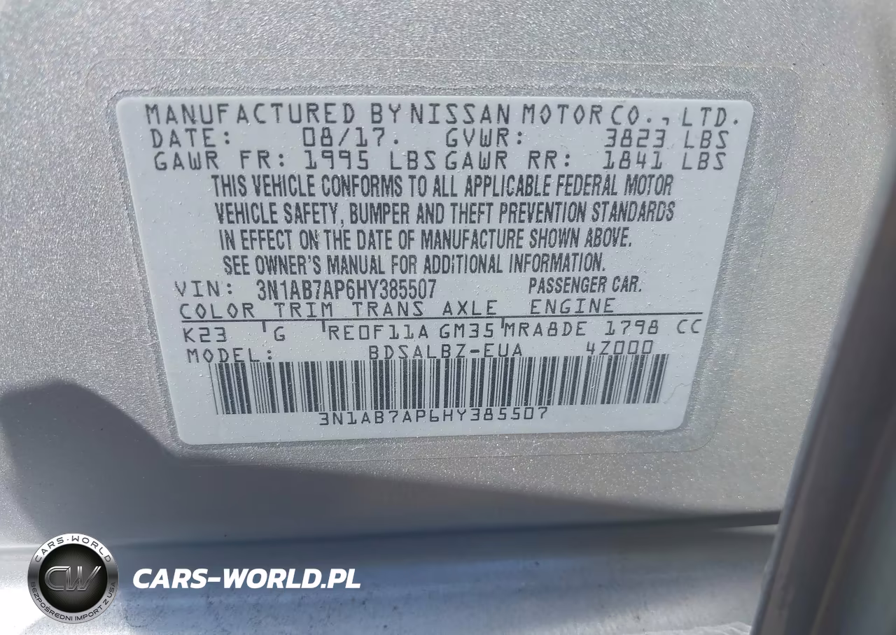 2017 NISSAN SENTRA S VIN:3N1AB7AP6HY385507 - 9