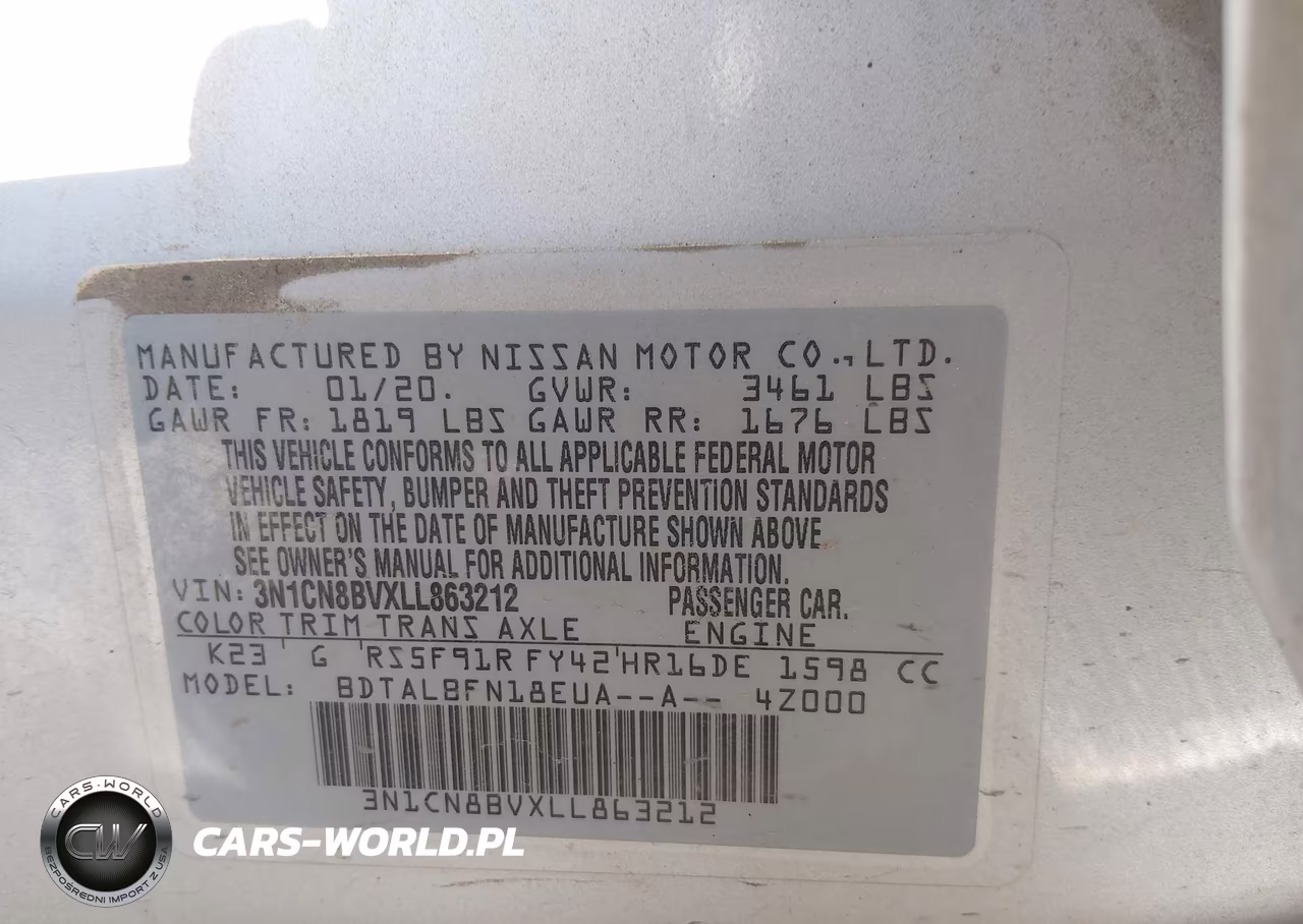 2020 Nissan Versa S 5-Speed Manual Transmission VIN:3N1CN8BVXLL863212 - 9