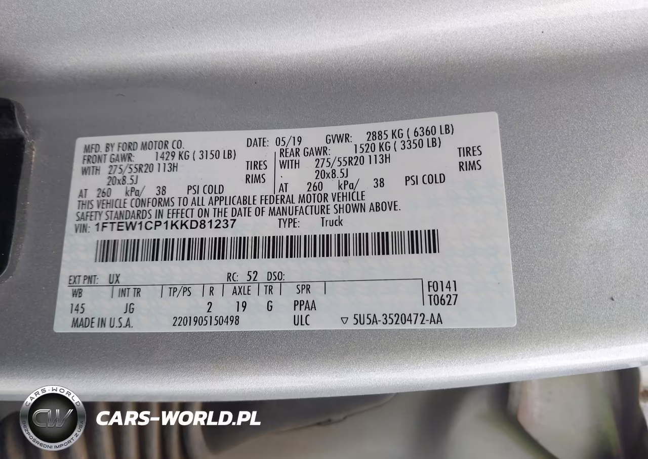 2019 Ford F-150 Xl VIN:1FTEW1CP1KKD81237 - 9