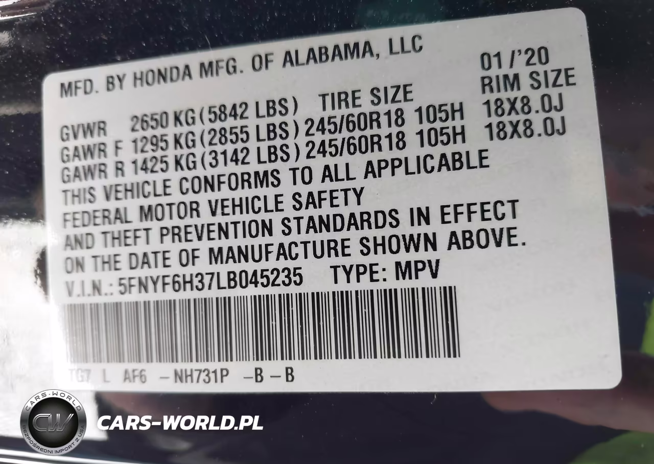 2020 Honda Pilot Awd Ex VIN:5FNYF6H37LB045235 - 9