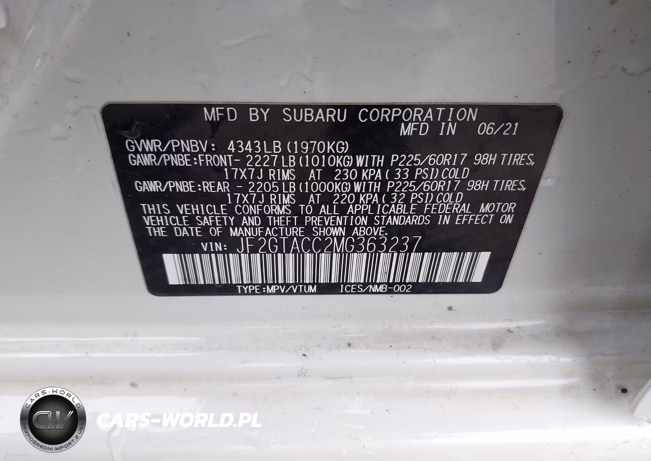 2021 Subaru Crosstrek Premium VIN:JF2GTACC2MG363237 - 9