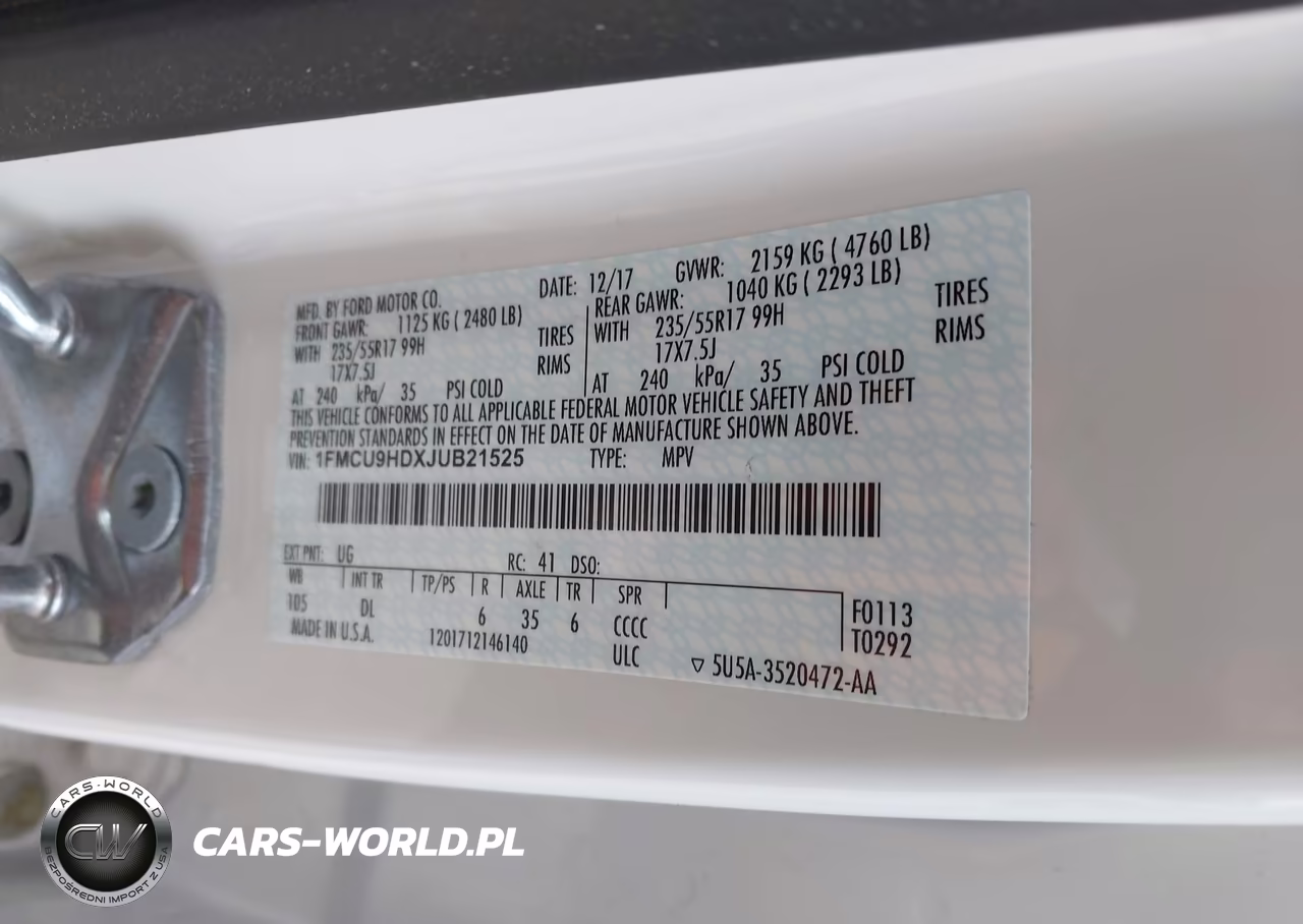 2018 Ford Escape Sel VIN:1FMCU9HDXJUB21525 - 9