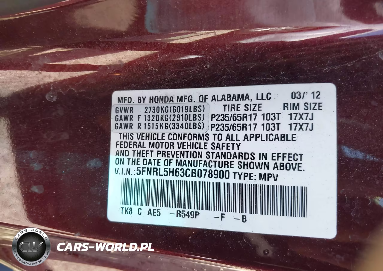2012 Honda Odyssey Ex-L VIN:5FNRL5H63CB078900 - 9