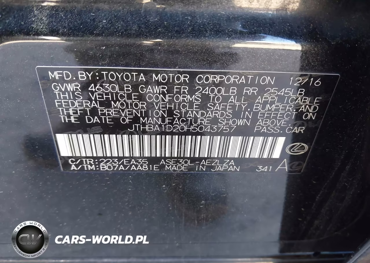 2017 Lexus Is 200T VIN:JTHBA1D20H5043757 - 9