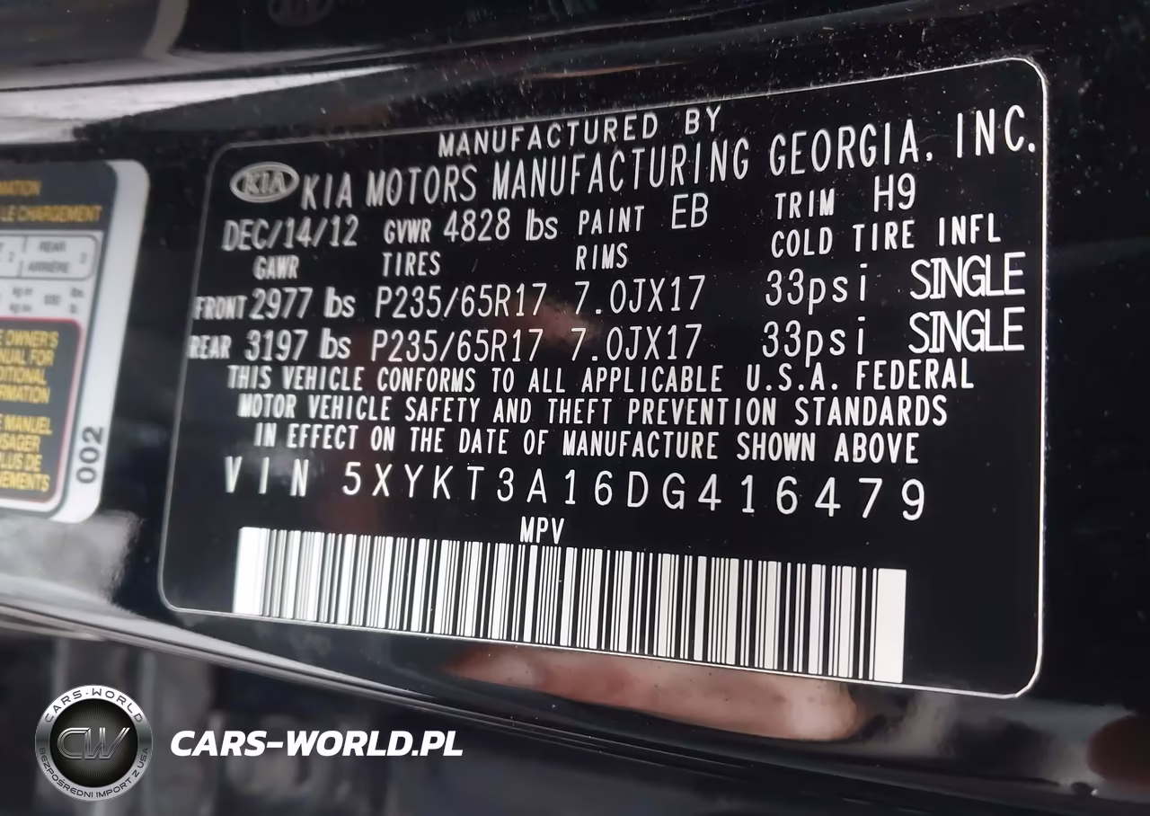 2013 Kia Sorento Lx VIN:5XYKT3A16DG416479 - 9