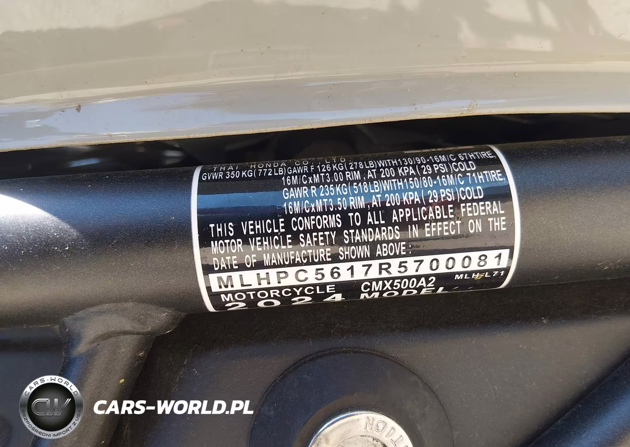 2024 Honda Cmx500 A2 VIN:MLHPC5617R5700081 - 10