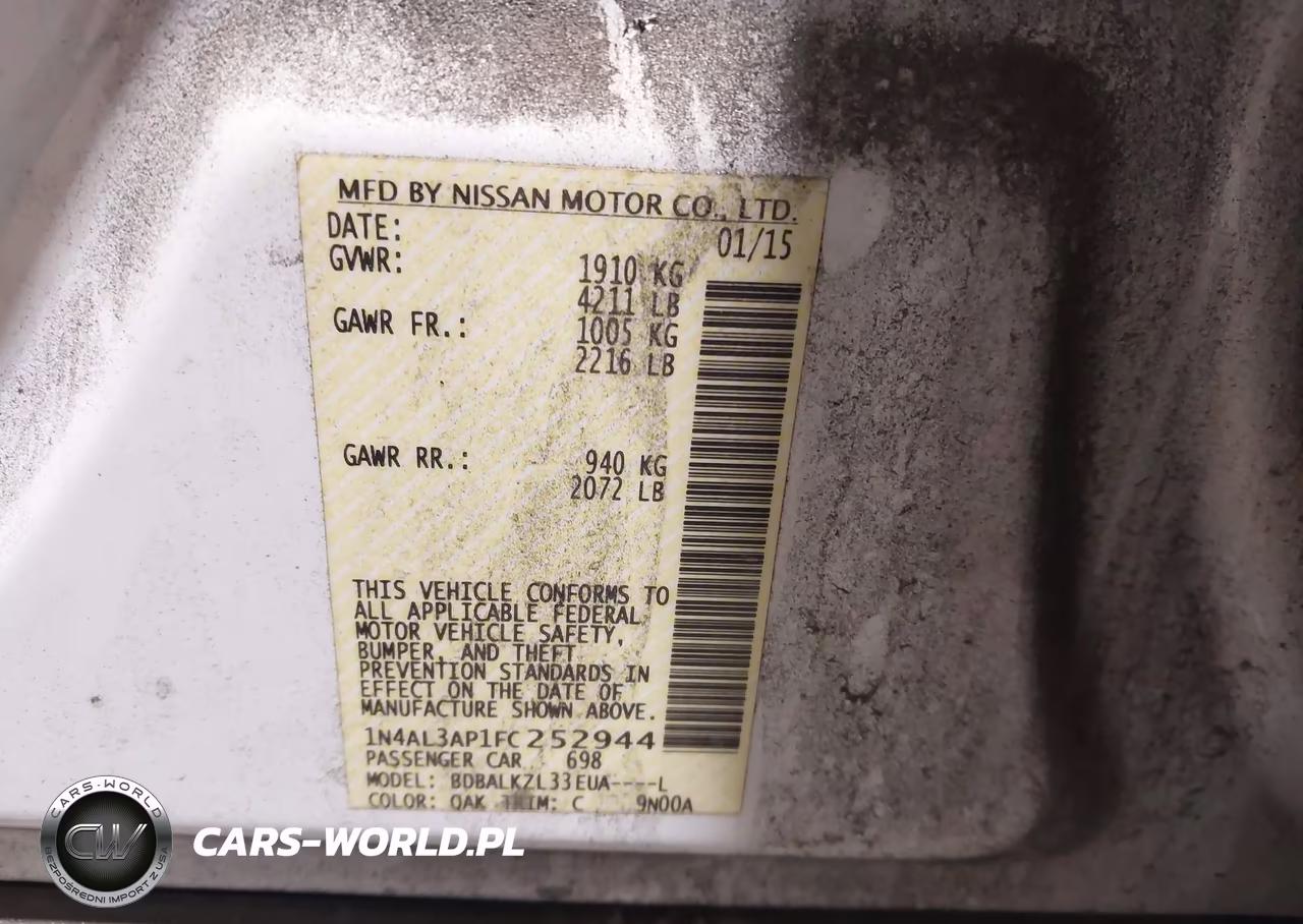 2015 Nissan Altima 2.5 Sv VIN:1N4AL3AP1FC252944 - 9