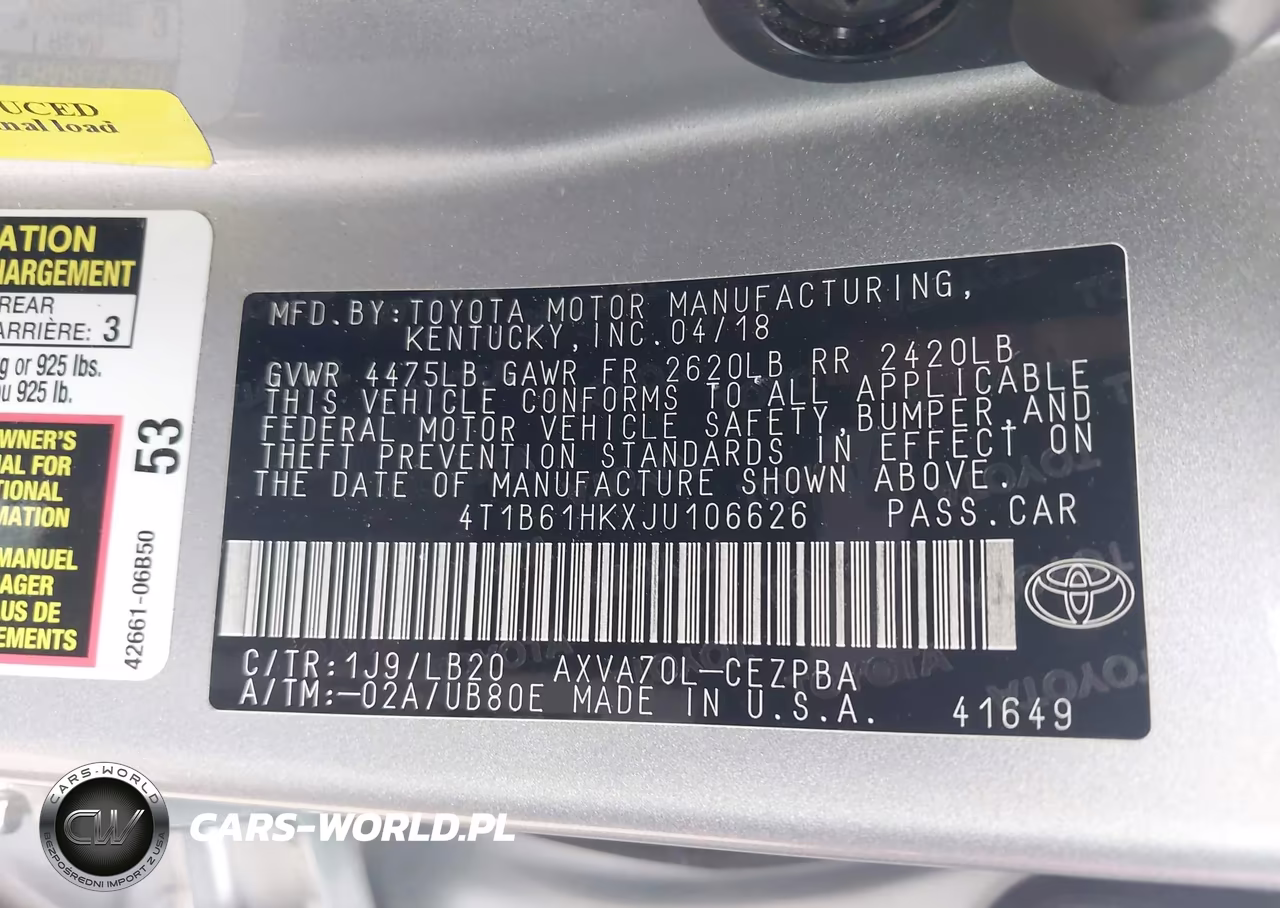 2018 Toyota Camry Xse VIN:4T1B61HKXJU106626 - 9