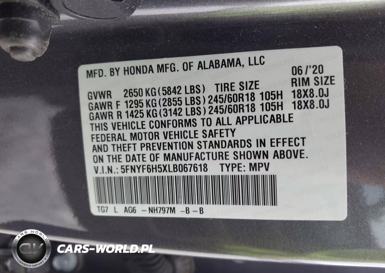2020 Honda Pilot Awd Ex-L VIN:5FNYF6H5XLB067618 - 9