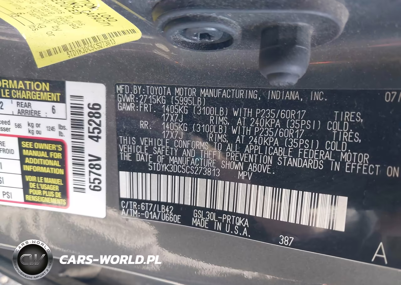 2012 Toyota Sienna Xle V6 8 Passenger VIN:5TDYK3DC5CS273813 - 9
