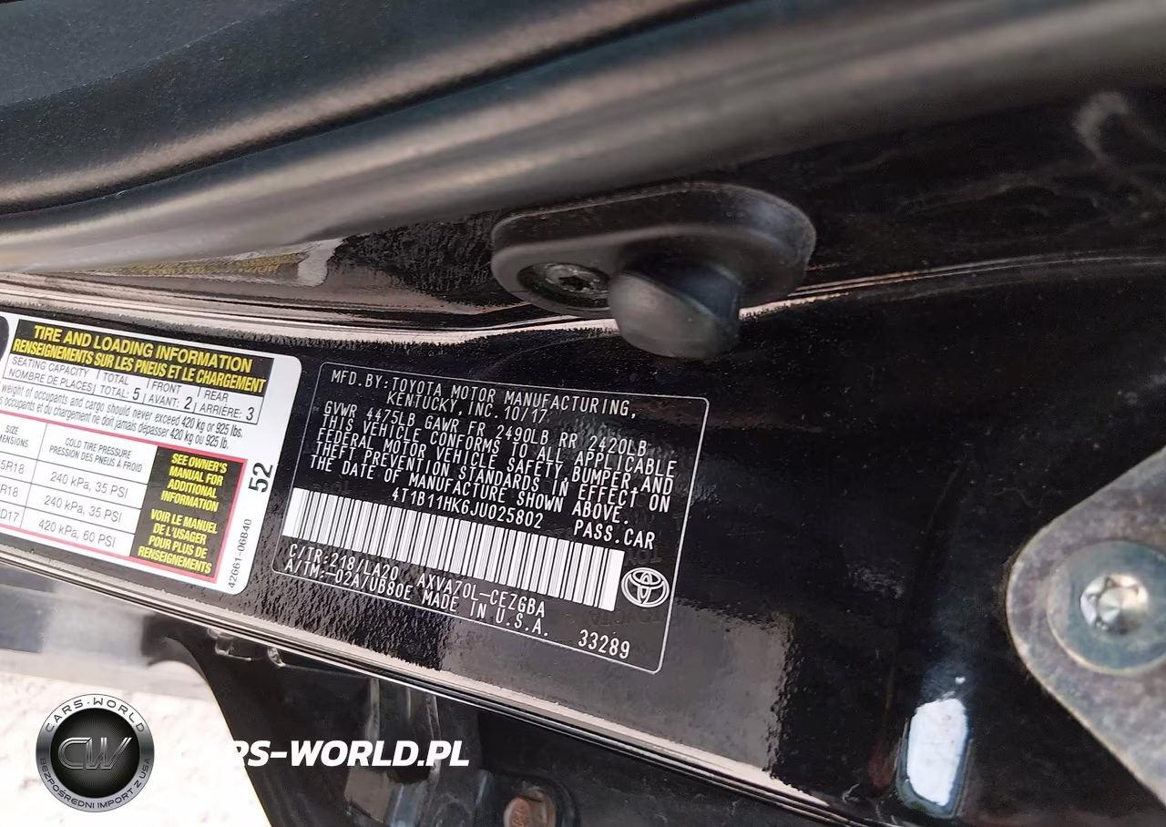 2018 Toyota Camry Xle VIN:4T1B11HK6JU025802 - 9