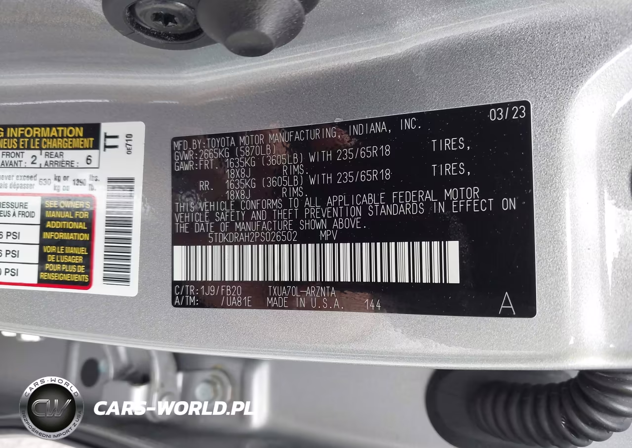 2023 Toyota Highlander Le VIN:5TDKDRAH2PS026502 - 9