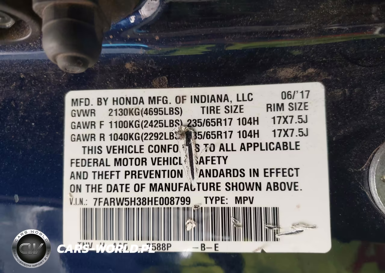 2017 Honda Cr-V Lx VIN:7FARW5H38HE008799 - 9