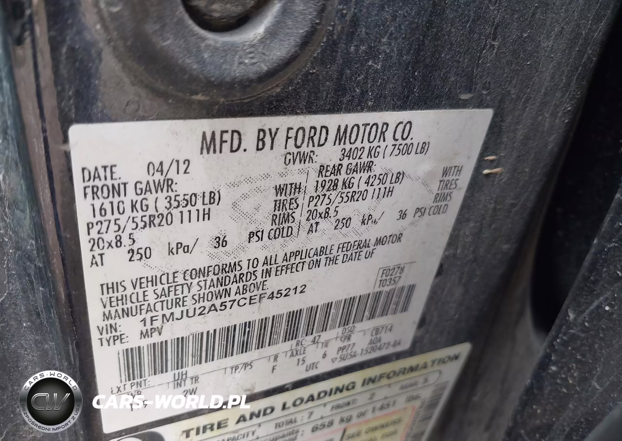 2012 Ford Expedition Limited VIN:1FMJU2A57CEF45212 - 9