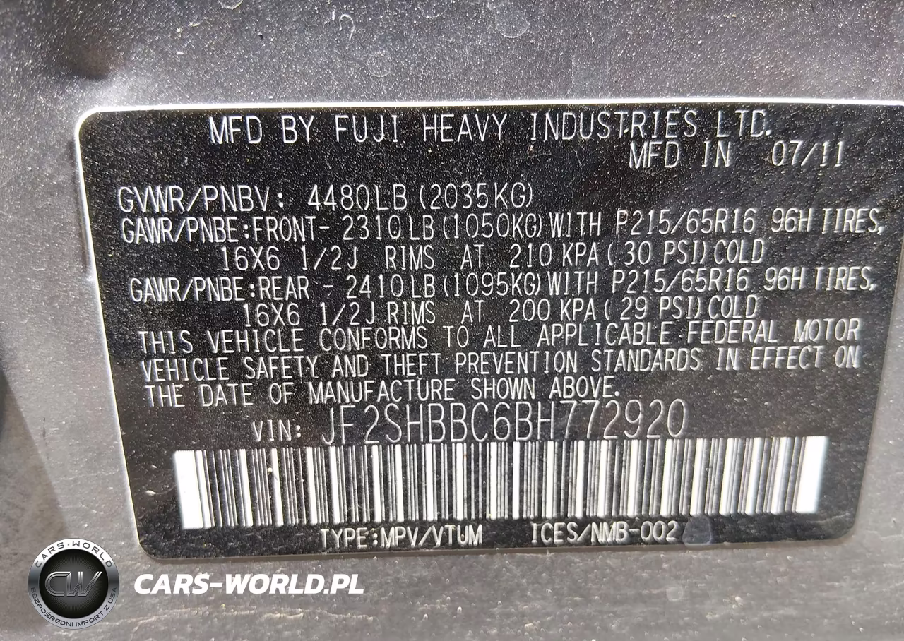 2011 Subaru Forester 2.5X VIN:JF2SHBBC6BH772920 - 9