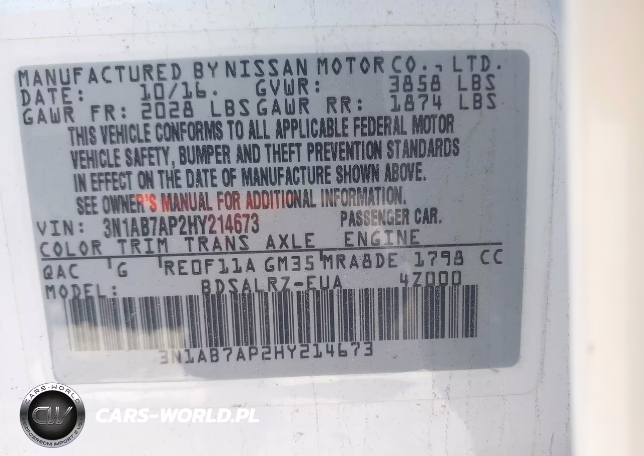 2017 Nissan Sentra Sr VIN:3N1AB7AP2HY214673 - 9