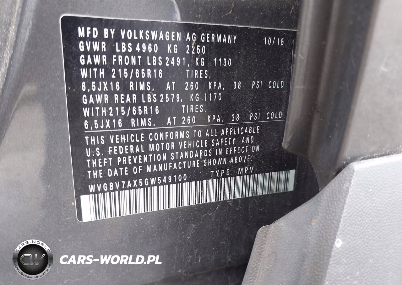 2016 Volkswagen Tiguan S VIN:WVGBV7AX5GW549100 - 9
