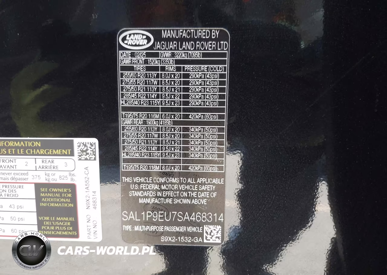2025 Land Rover Range Rover Sport P360 Se VIN:SAL1P9EU7SA468314 - 9