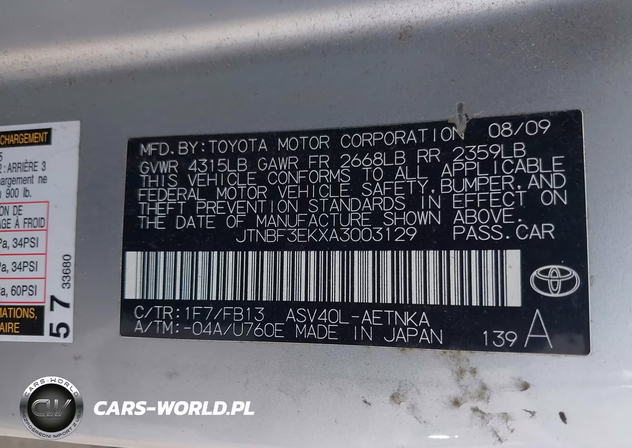 2010 Toyota Camry Le VIN:JTNBF3EKXA3003129 - 9