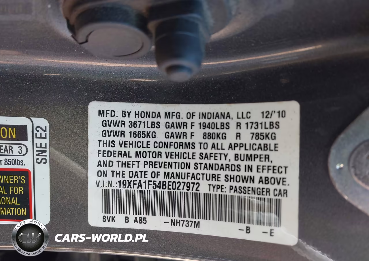 2011 Honda Civic Lx VIN:19XFA1F54BE027972 - 9