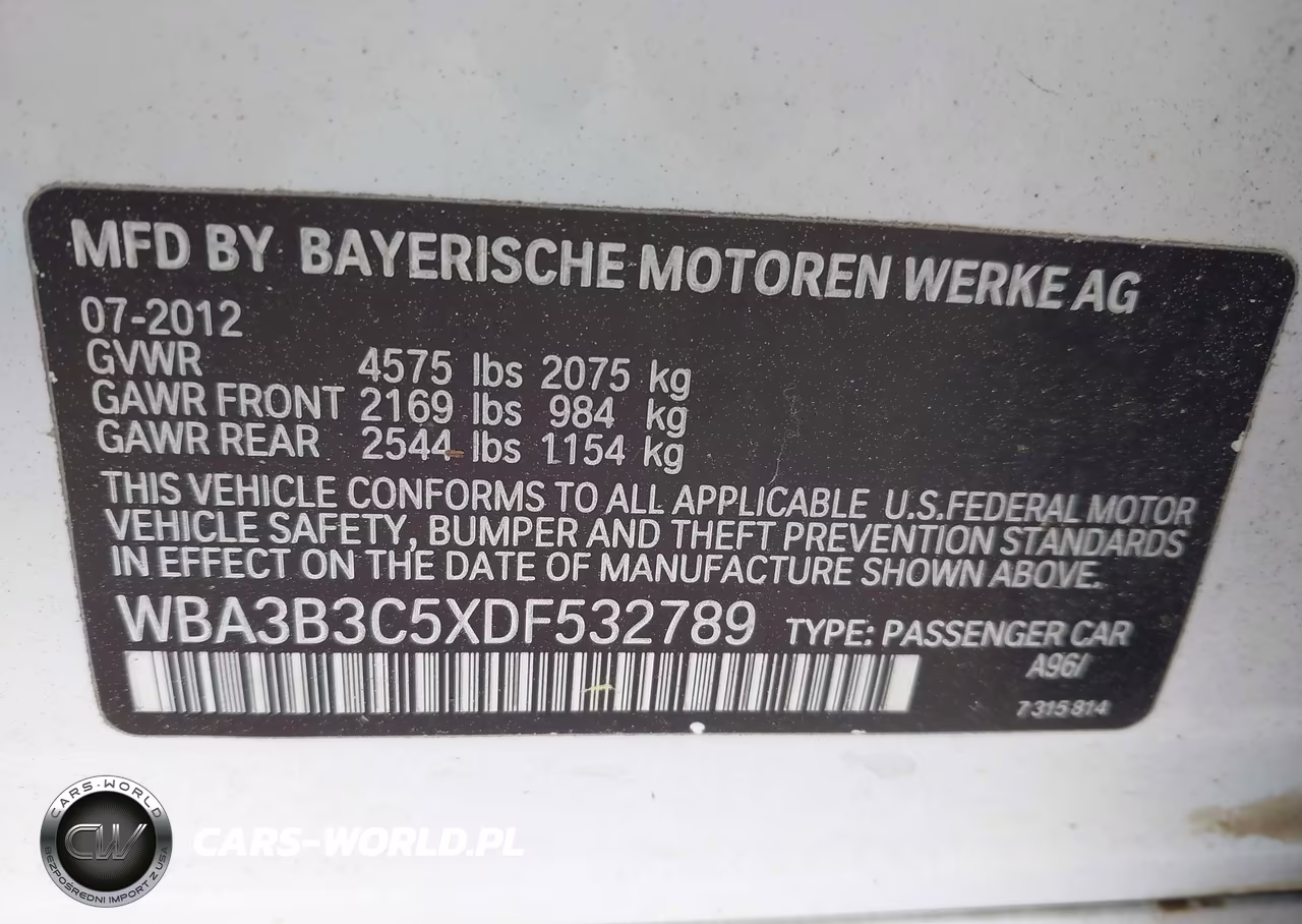 BMW 328I VIN:WBA3B3C5XDF532789 - 9