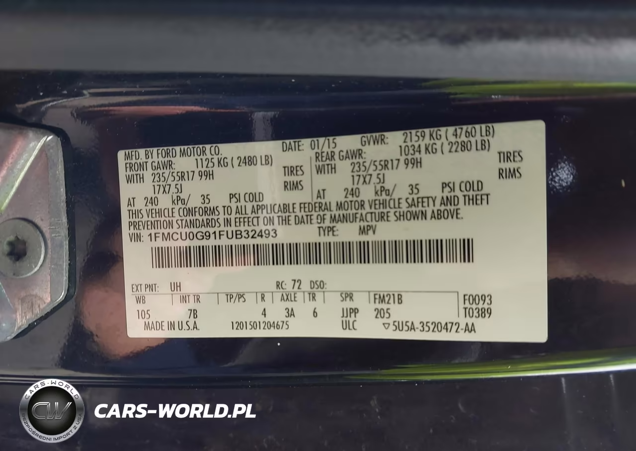 2015 Ford Escape Se VIN:1FMCU0G91FUB32493 - 9