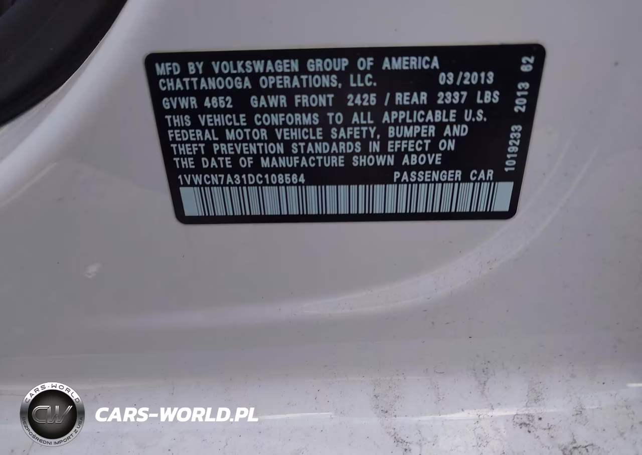 2013 Volkswagen Passat 2.0L Tdi Sel Premium VIN:1VWCN7A31DC108564 - 9