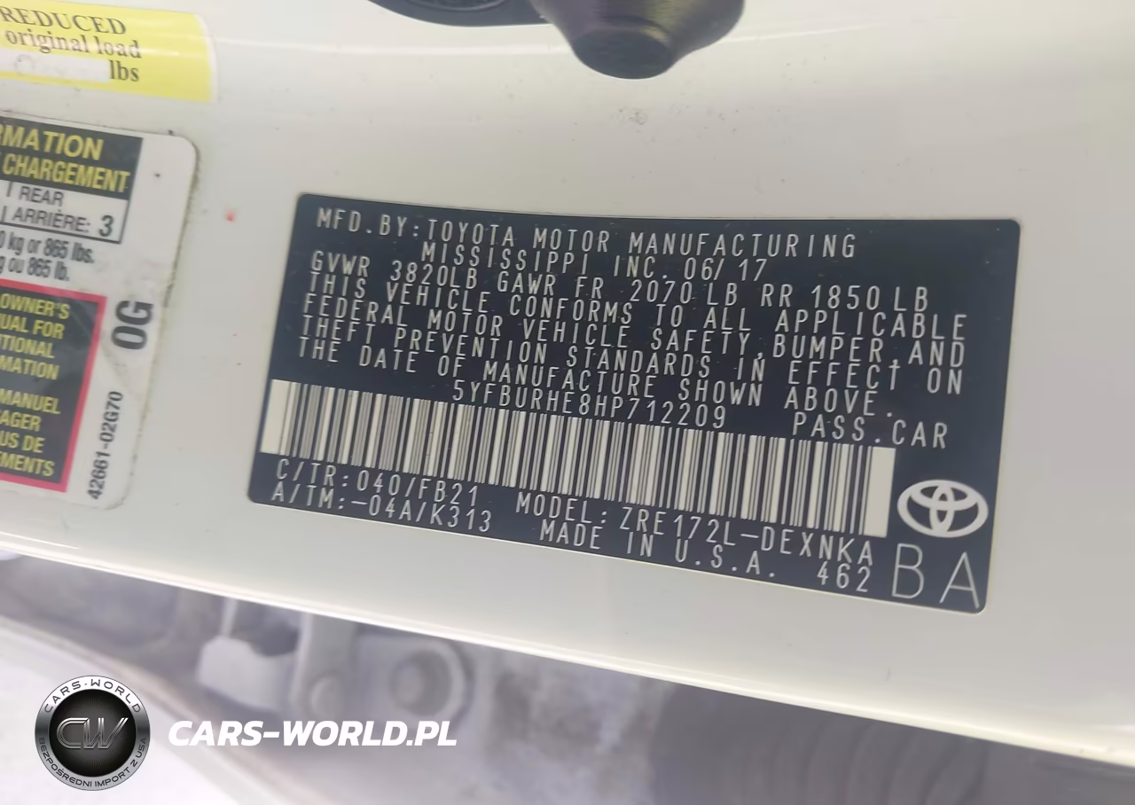 2017 Toyota Corolla Le VIN:5YFBURHE8HP712209 - 9