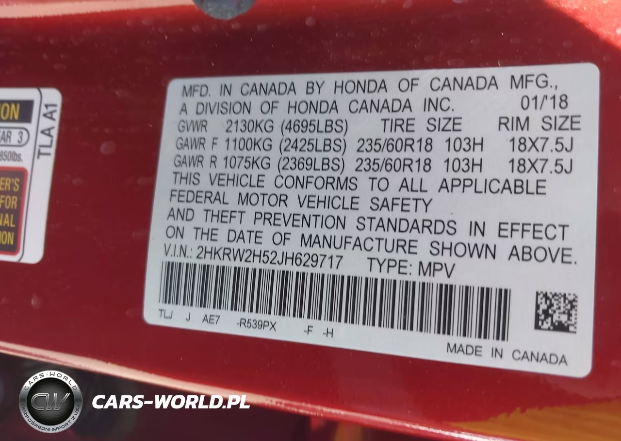 2018 Honda Cr-V Ex VIN:2HKRW2H52JH629717 - 9
